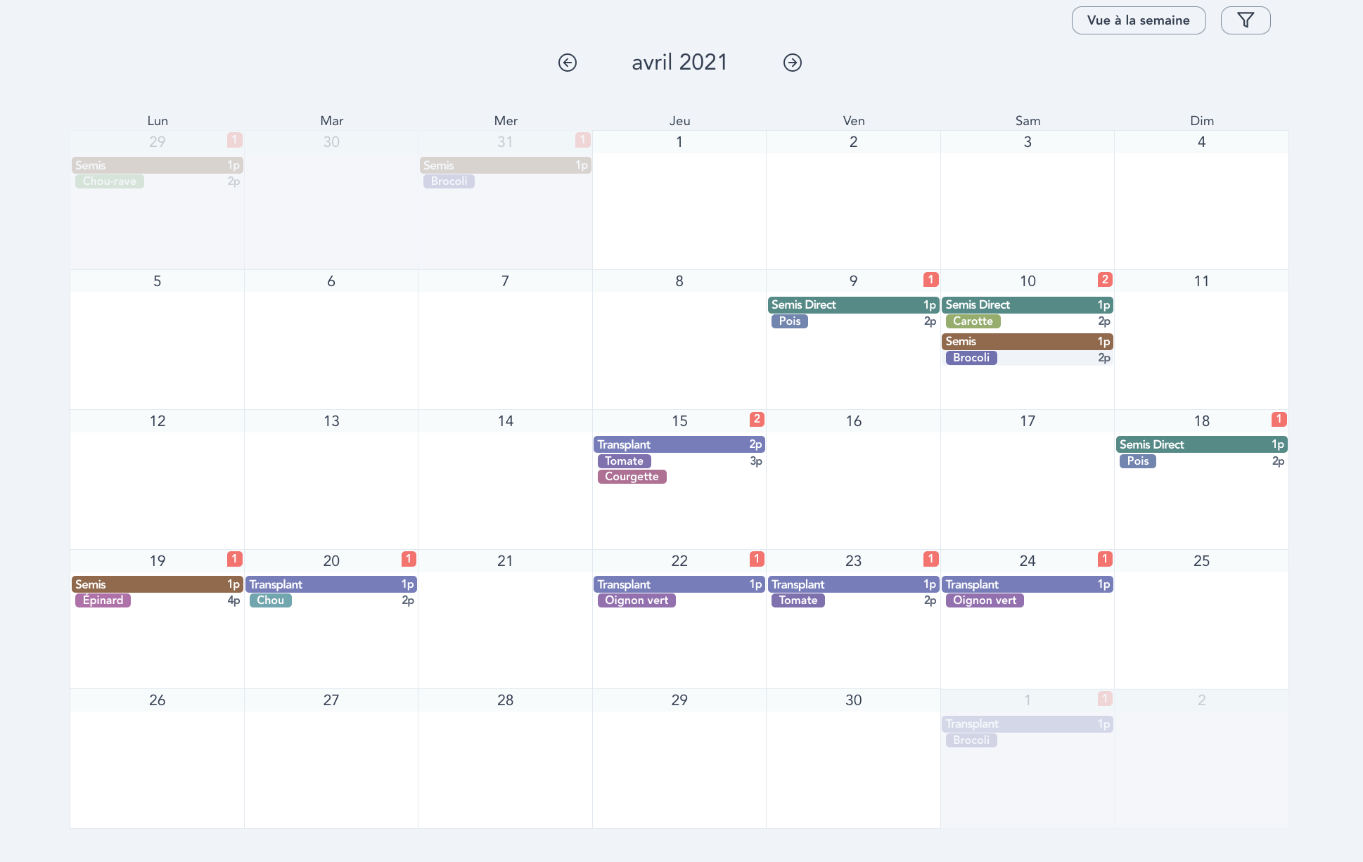 image représentant la fonction calendrier des tâches de Onoka